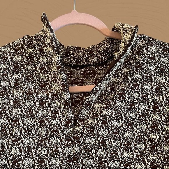Vintage 90s textured brown and beige high neck bodysuit - Picture 6 of 10